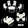6 Sets 3 Style Mini Plastic Chairs and Table Miniature Display Decorations AJEW-OC0004-12-2