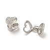 Heart Rack Plating Brass Micro Pave Clear Cubic Zirconia Hoop Earrings EJEW-M240-01P-1