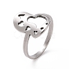 Non-Tarnish 201 Stainless Steel Heart Finger Ring RJEW-J051-33P-1