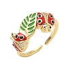 Brass Micro Pave Cubic Zirconia Cuff Rings for Women RJEW-F196-01G-4