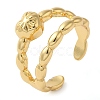 Heart Brass Open Cuff Ring for Women RJEW-Z070-05G-03-1