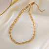 304 Stainless Steel 3 Layer Crossed Round Snake Chain Round Beads Chain Necklaces for Women FS-WG400CC-01-1