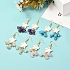 Star with Cluster Chip Beads Long Dangle Earrings EJEW-JE04686-3