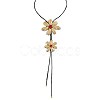 Alloy Glass Flower Black Waxed Cord Lariat Y Necklaces for Women FS-WGE5F3A-02-5