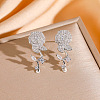 Valentine's Day 304 Stainless Steel & Clear Cubic Zirconia Stud Earrings WGA5FB3-04-1