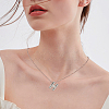 1pc Brass Chain with Alloy Letter Pendants Necklaces NJEW-LP0001-41H-P-4