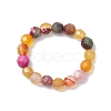 Dyed & Heated Round Natural Agate Beads Stretch Rings for Women RJEW-JR00694-4