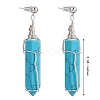Synthetic Turquoise Bullet Dangle Stud Earrings EJEW-PH01406-02-7