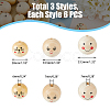 18Pcs 3 Styles Printed Wood Beads WOOD-DC0001-08-2