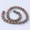 Natural Unakite Beads Strands G-Q462-6mm-16-2