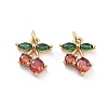 Cherry Rack Plating Brass Micro Pave Cubic Zirconia Charms X-KK-G512-24G-1
