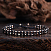 Synthetic Non-magnetic Hematite Beads Braided Bead Bracelets for Men Women OW8240-2