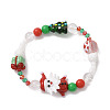 Lampwork & Natural Quartz Crystal & Acrylic Stretch Bracelet X1-BJEW-TA00256-1