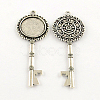 Tibetan Style Key Alloy Pendant Cabochon Settings TIBEP-S289-22AS-RS-1