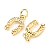 Brass Micro Pave Clear Cubic Zirconia Charms CU-E003-08G-2