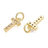 Brass Micro Pave Clear Cubic Zirconia Charms KK-ZX025-07T-2