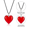 5Pcs 5 Colors Heart Glass Pendant Necklaces Set with Waxed Cord for Women NJEW-FI0001-05-3