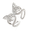304 Stainless Steel Cubic Zirconia Open Cuff Ring for Women RJEW-S406-05P-01-1
