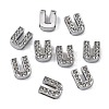 Alloy Initial Slide Charms with Grade A Rhinestones ALRI-R032-U-FF-2