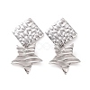 304 Stainless Steel Rhombus with Star Dangle Stud Earrings for Women EJEW-G328-14-2