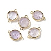 Brass Pave Natural Amethyts Faceted Flat Round Connector Charms G-U028-04G-09-1