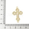 Brass Micro Pave Clear Cubic Zirconia Hollow Cross Connector Charms KK-C104-16G-3