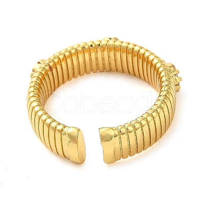Brass Micro Pave Cubic Zirconia Cuff Rings RJEW-P102-16G-1