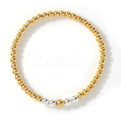 Brass Round Beads Stretch Bracelets for Women HH7054-7-1