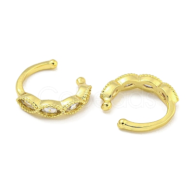 Brass Micro Pave Cubic Zirconia Cuff Earrings EJEW-C104-032G-1