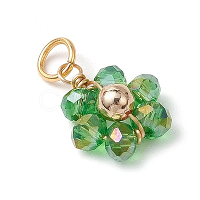 7Pcs 7 Colors Flower Glass Pendants PALLOY-JF03463-1