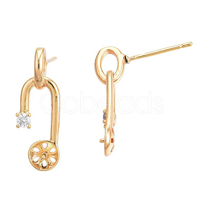 Brass Stud Earring Findings KK-N232-340-1