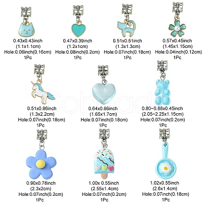 10Pcs 10 Styles Alloy Enamel & Resin European Dangle Charms PALLOY-FZ00006-1