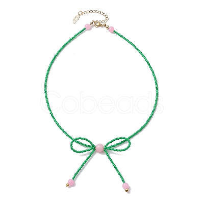 Glass Seed Pendant Necklaces for Women NJEW-MZ00031-04-1