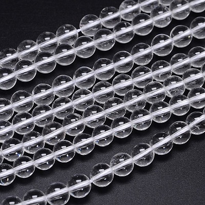 Round Natural Grade AA Quartz Crystal Beads Strands X-G-H1648-8mm-01N-AA-1