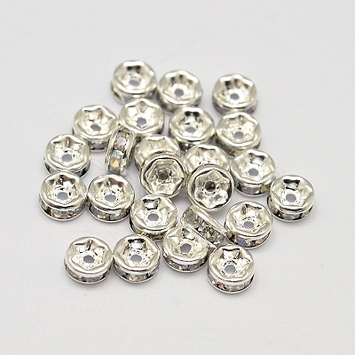 Rack Plating Rondelle Brass Grade A Rhinestone Spacer Beads RB-D301-09S-1