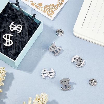 6Pcs Dollar Sign Brass Lapel Pin Backs for Backpack Clothes JEWB-FH0003-06-1