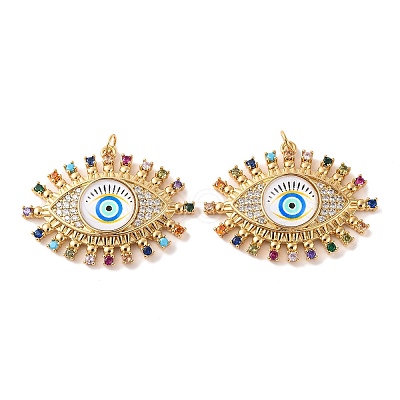 Rack Plating Brass Micro Pave Cubic Zirconia Pendants KK-H486-24G-05-1