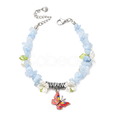 Printed Alloy Butterfly Charm Bracelets BJEW-JB12404-03-1