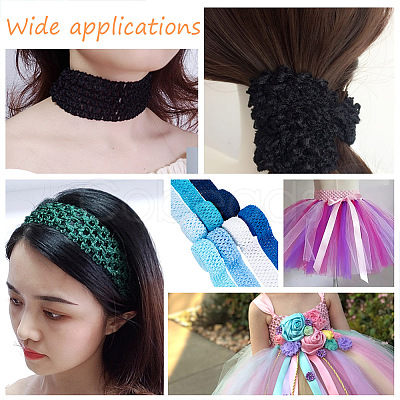 14M 7 Style Blue Series Elastic Crochet Headband Ribbon OCOR-BC0005-36-1