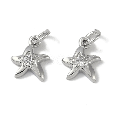 Brass Micro Pave Clear Cubic Zirconia Pendants KK-S367-15B-1