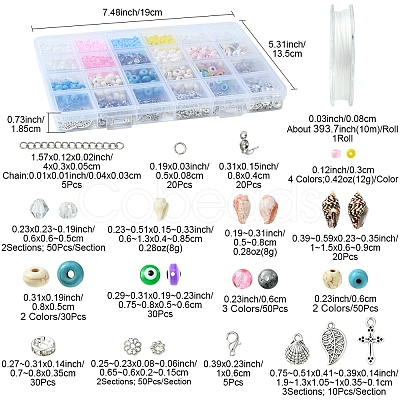 DIY Summer Glass & Synthetic Magnesite & Shell Bangle Making Kits DIY-FS0007-91-1
