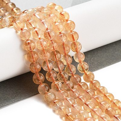 Natural Citrine Beads Strands X-G-S150-09-6mm-1