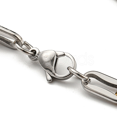 Ion Plating(IP) Two Tone 201 Stainless Steel Oval Link Chain Bracelet BJEW-B078-04GP-1