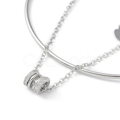 Brass Micro Pave Clear Cubic Zirconia Column Charm Bangles LS-BJEW-L691-02P-1