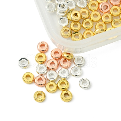 3 Colors Brass Flat Round Spacer Beads KK-FS0001-36-1