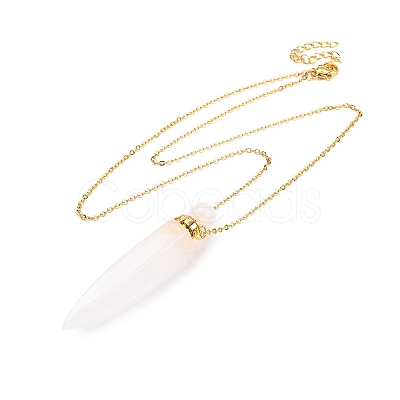 Natural Mixed Stone Bullet Shaped Perfume Bottle Pendant Necklaces G-B089-02G-1