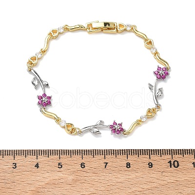 Brass Micro Pave Cubic Zirconia Link Chain Bracelets for Women BJEW-C156-04B-01GP-1