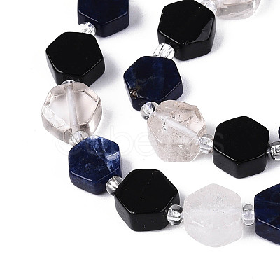 Natural Obsidian & Sodalite & Quartz Crystal Beads Strands G-N358-03A-02-1