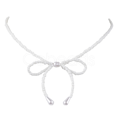 Bowknot 304 Stainless Steel Necklaces NJEW-JN04670-01-1