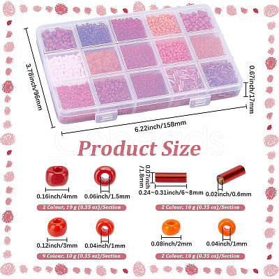 15 Styles Glass Seed & Bugle Beads SEED-PA0001-14E-1